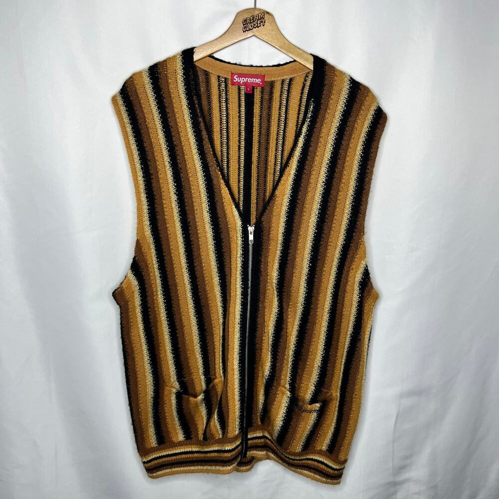 SS21 2021 Supreme NYC Stripe Knit Sweater Vest in Brown L